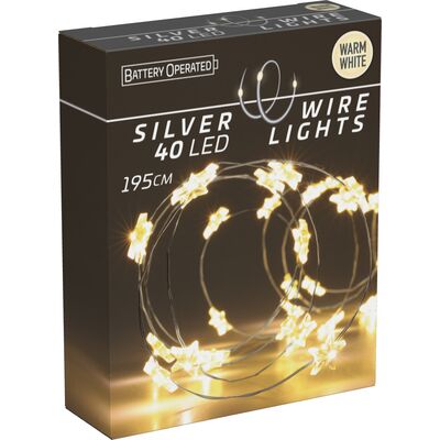 Łańcuch 40 LED gwiazdki 195 cm ciepłe białe
