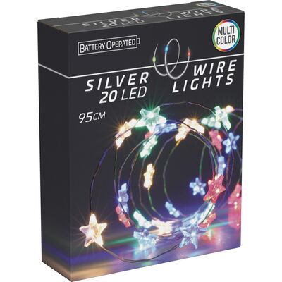 Łańcuch 20 LED gwiazdki 95 cm multikolor