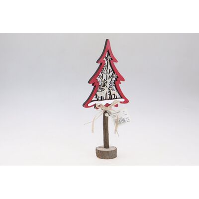 Figurka świąteczna choinka 13 x 26,5 cm czerwona