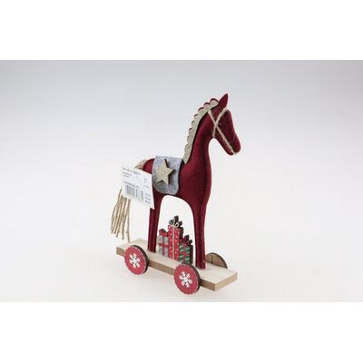 Figurka świąteczna konik 13 x 22 cm bordowy