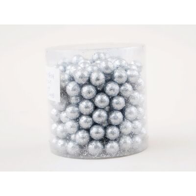 Kulki brokatowe 1,5 cm srebrne