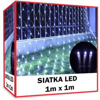 Siatka świetlna 64 LED zimne światło IP44 1 x 1 m