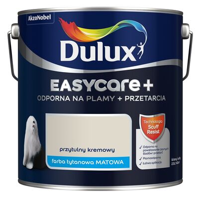 Farba tytanowa Dulux EasyCare+ Plamy+Przetarcia Przytulny Kremowy 2,5 l