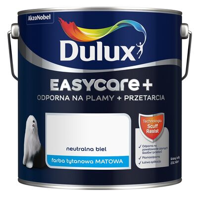 Farba tytanowa Dulux EasyCare+ Plamy+Przetarcia Neutralna Biel 2,5 l