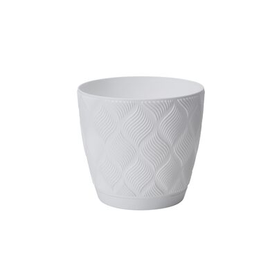 Doniczka Flow Petit z podstawką 17 cm biała