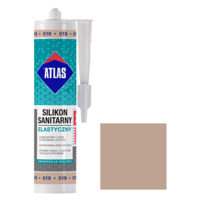 Silikon sanitarny elastyczny 019 jasnobeżowy 280 ml Atlas