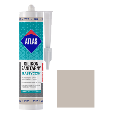 Silikon sanitarny elastyczny 202 popielaty 280 ml Atlas