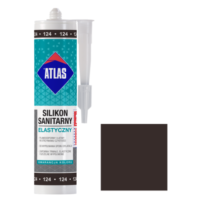 Silikon sanitarny elastyczny 124 ciemne wenge 280 ml Atlas
