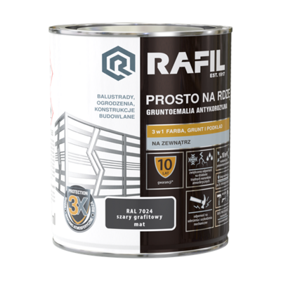 Gruntoemalia PROSTO Na Rdzę Mat RAL7024 0,75 l RAFIL