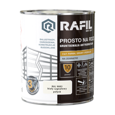 Gruntoemalia PROSTO Na Rdzę Połysk RAL9003 0,75 l RAFIL