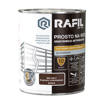 Gruntoemalia PROSTO Na Rdzę Połysk RAL8017 0,75 l RAFIL
