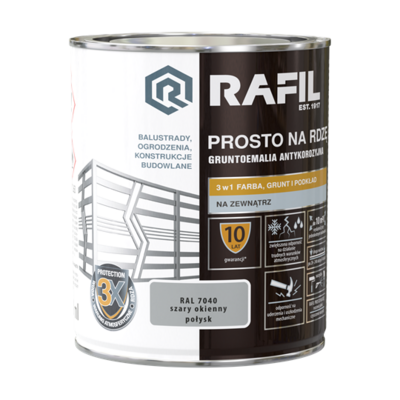 Gruntoemalia PROSTO Na Rdzę Połysk RAL7040 0,75 l RAFIL