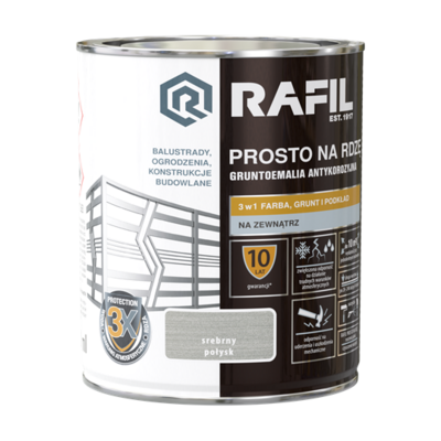 Gruntoemalia PROSTO Na Rdzę Połysk Srebrny 0,75 l RAFIL