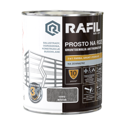 Gruntoemalia PROSTO Na Rdzę Młotkowy Szary 0,75 l RAFIL
