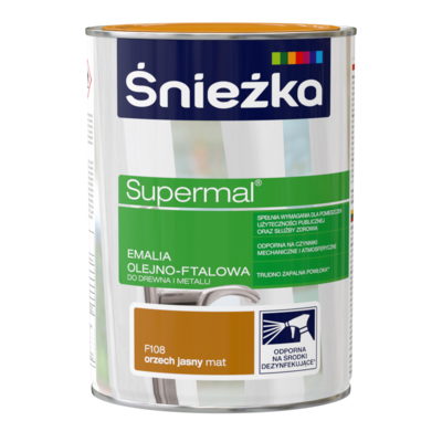Farba emaliowa olejno-ftalowa Supermal matowy orzech jasny F108 0,8 l