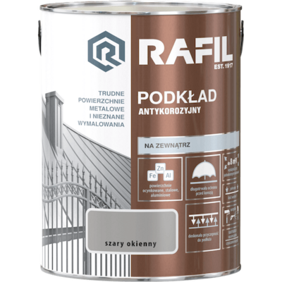 Podkład antykorozyjny szary okienny RAL7040 5 l RAFIL