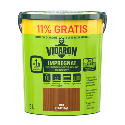 Impregnat Ochronno-Dekoracyjny Ogrodowy R04 złoty dąb 5 l VIDARON
