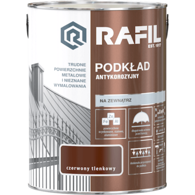 Podkład antykorozyjny czerwony tlenkowy RAL3009 5 l RAFIL