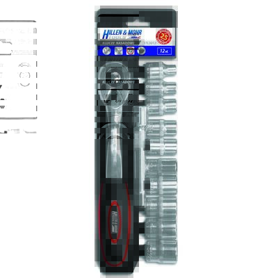 Zestaw kluczy nasadowych klucze nasadowe 1/2" kpl. 12 szt. HillenMohr