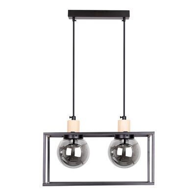 Lampa wisząca RETRO czarny 2 x 40 W E27 klosz dymiony