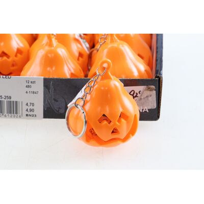Dekoracja LED brelok dynia 5,5 x 7 cm pomarańczowa