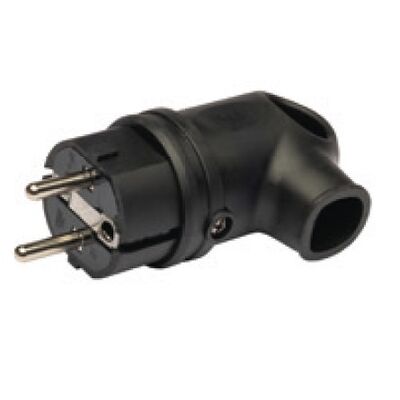 Wtyczka gumowa kątowa z/u Uni-Schuko 16 A czarna IP44 16 A 250 V~