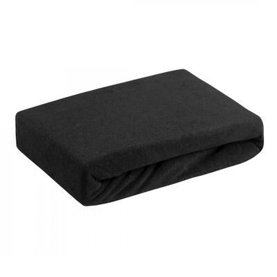 Prześcieradło frotte 120 x 200+20 cm czarny