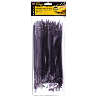 Paski mocujące czarne 200 x 4,8 mm 100 sztuk Moje Auto VIRAGE