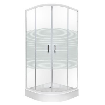 Kabina natryskowa Madera Str 80, półokrągła, 80x80x206cm, szkło transparentne 4 mm z dekorem białe paski z brodzikiem 16 cm, profil chrom