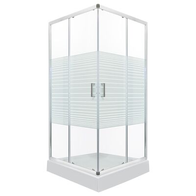 Kabina natryskowa Madera Str 90, kwadratowa, 91x91x206cm, szkło transparentne 4 mm z dekorem białe paski z brodzikiem 16 cm, profil chrom