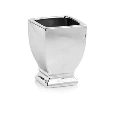 Wazon pucharek kwadratowy 15 cm srebrny