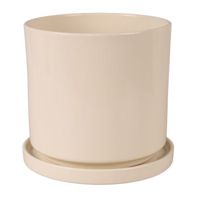 Doniczka Cylinder z podstawką 21,5 cm kremowy
