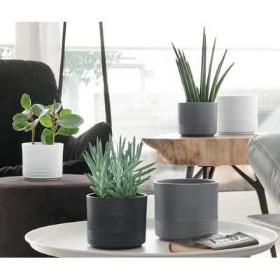 Osłonka ceramiczna CYLINDER RILLE 992 14 cm antracyt mat