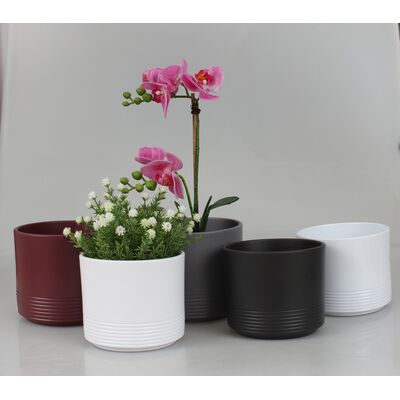 Osłonka ceramiczna CYLINDER RILLE 992 14 cm biała