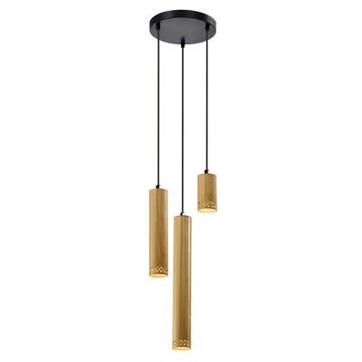 Lampa wisząca TUBO czarny 3 x 50 W GU10 klosz złoty