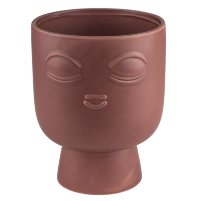Osłonka ceramiczna FACE na nóżce bordowa 13 cm DHG