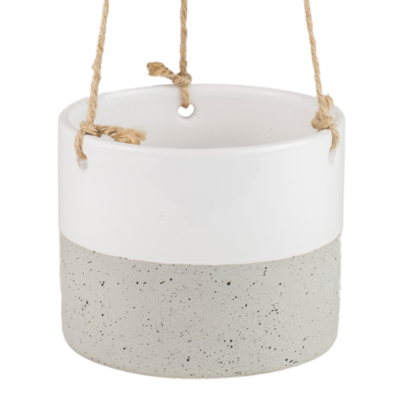 Osłonka ceramiczna wisząca biało-szara 13 cm DHG