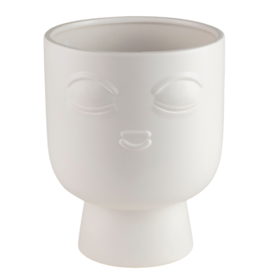 Osłonka ceramiczna FACE na nóżce biała 13 cm DHG