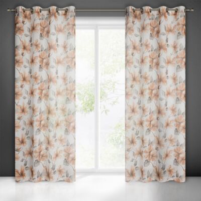 Firana gotowa na przelotkach SOFIA 250 x 140 cm biało-brązowy