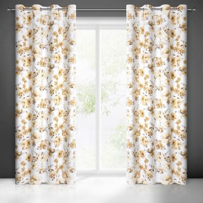 Zasłona gotowa na przelotkach CAREN 250 x 140 cm biało-żółty