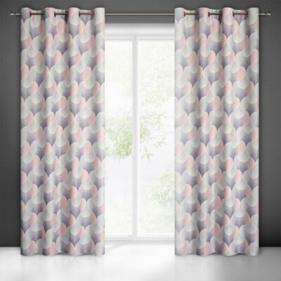 Zasłona gotowa na przelotkach ASETA 250 x 140 cm szaro-różowy