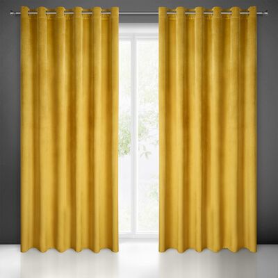 Zasłona gotowa na przelotkach MELANIE 250 x 215 cm musztardowy