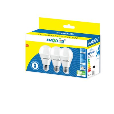Żarówka LED A60 8,5 W 3000 K E27 3 sztuki