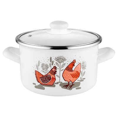 Garnek emaliowany prosty RUBINKA pokrywka 20 cm 3,7 l