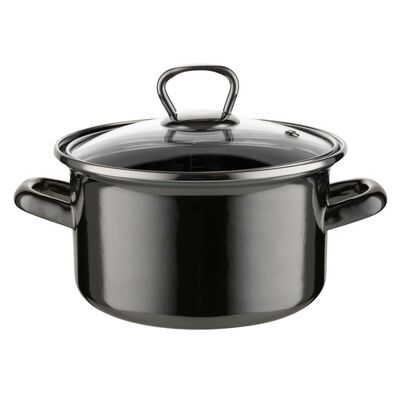 Garnek emaliowany prosty METALICO pokrywka 16 cm 1,9 l