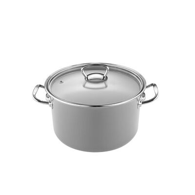 Garnek emaliowany prosty PRIMARIO szary pokrywka 16 cm 2,1 l