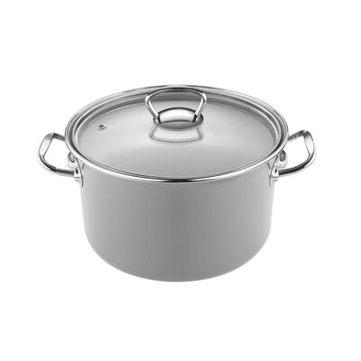 Garnek emaliowany prosty PRIMARIO szary pokrywka 20 cm 4,1 l