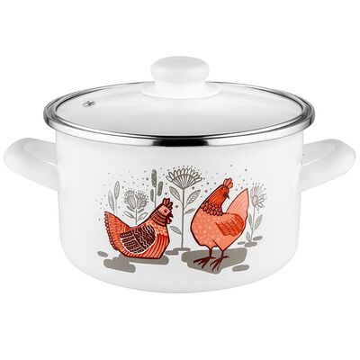 Garnek emaliowany prosty RUBINKA pokrywka 22 cm 4,7 l