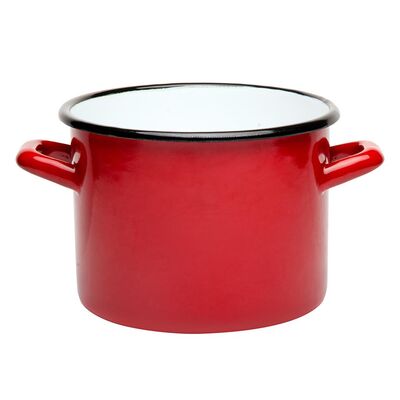 Garnek emaliowany prosty gładki czerwony 20 cm 4,7 l RO