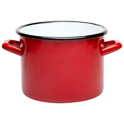 Garnek emaliowany prosty gładki czerwony 22 cm 6,25 l RO